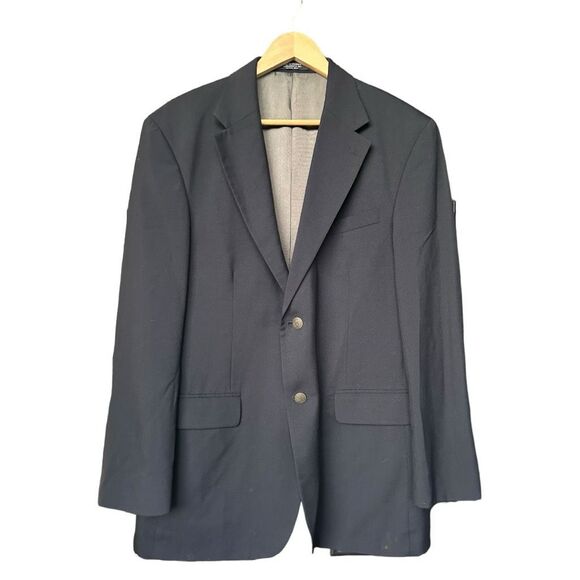 Oscar De La Renta Black Single Breasted Two-Button Blazer Sports Coat Size 42R